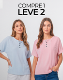 (Compre 1 Leve 2) Blusa Elora Com Listras Delicadas e Botões Frontais